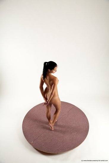 Nude Woman White Standing poses - ALL Slim long black Standing poses - simple Multi angle poses Pinup