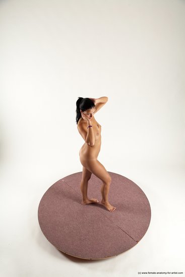 Nude Woman White Standing poses - ALL Slim long black Standing poses - simple Multi angle poses Pinup