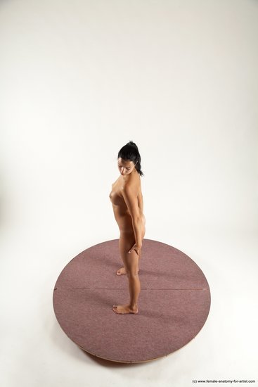 Nude Woman White Standing poses - ALL Slim long black Standing poses - simple Multi angle poses Pinup