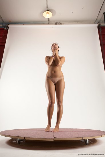 Nude Woman White Standing poses - ALL Slim long black Standing poses - simple Multi angle poses Pinup