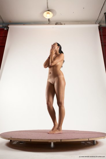 Nude Woman White Standing poses - ALL Slim long black Standing poses - simple Multi angle poses Pinup