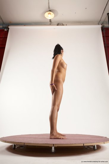 Nude Woman White Standing poses - ALL Slim long black Standing poses - simple Multi angle poses Pinup