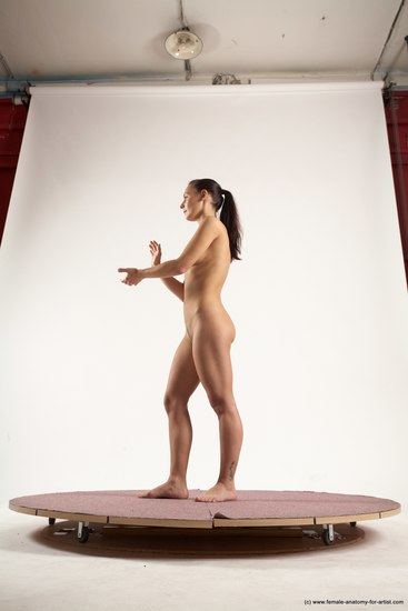 Nude Woman White Standing poses - ALL Slim long brown Standing poses - simple Multi angle poses Pinup