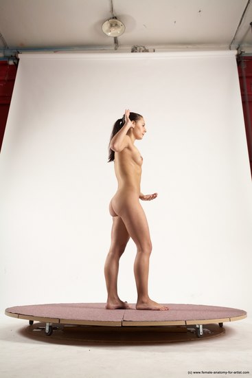 Nude Woman White Standing poses - ALL Slim long brown Standing poses - simple Multi angle poses Pinup