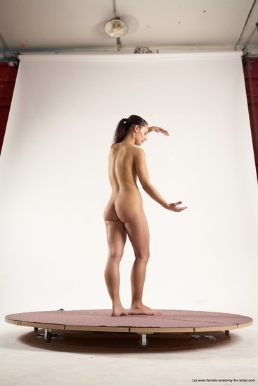 Nude Woman White Standing poses - ALL Slim long brown Standing poses - simple Multi angle poses Pinup