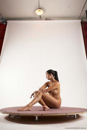 Nude Woman White Sitting poses - ALL Slim long black Sitting poses - simple Multi angle poses Pinup