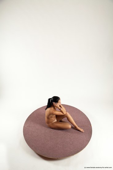 Nude Woman White Sitting poses - ALL Slim long black Sitting poses - simple Multi angle poses Pinup