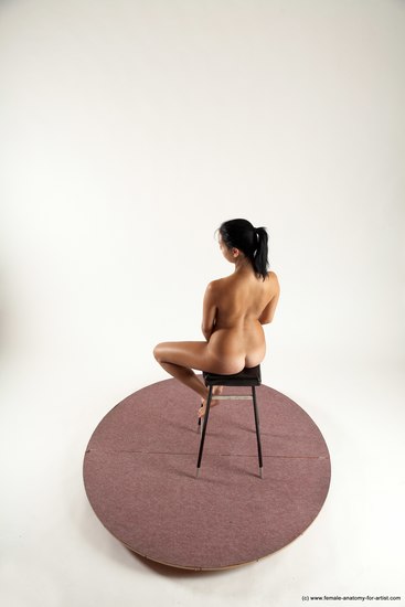 Nude Woman White Sitting poses - ALL Slim long black Sitting poses - simple Multi angle poses Pinup