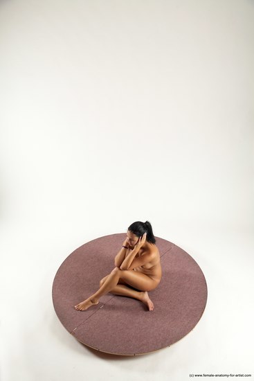 Nude Woman White Sitting poses - ALL Slim long black Sitting poses - simple Multi angle poses Pinup