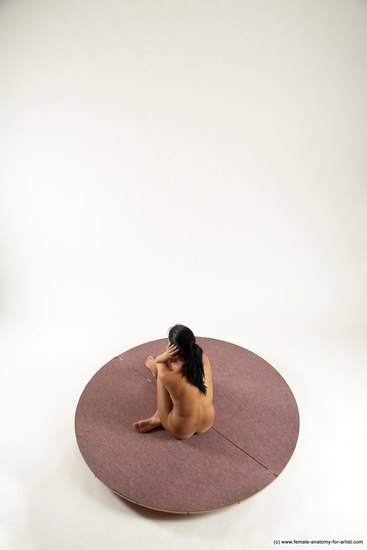 Nude Woman White Sitting poses - ALL Slim long black Sitting poses - simple Multi angle poses Pinup