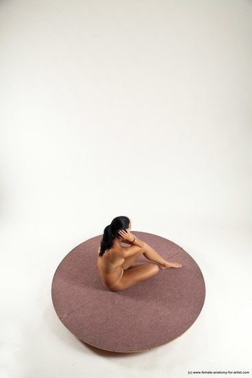 Nude Woman White Sitting poses - ALL Slim long black Sitting poses - simple Multi angle poses Pinup