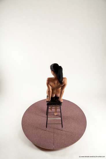 Nude Woman White Sitting poses - ALL Slim long black Sitting poses - simple Multi angle poses Pinup