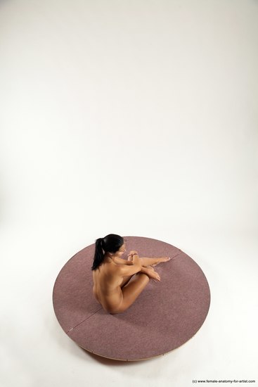 Nude Woman White Sitting poses - ALL Slim long black Sitting poses - simple Multi angle poses Pinup