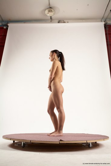 Nude Woman White Standing poses - ALL Slim long brown Standing poses - simple Multi angle poses Pinup