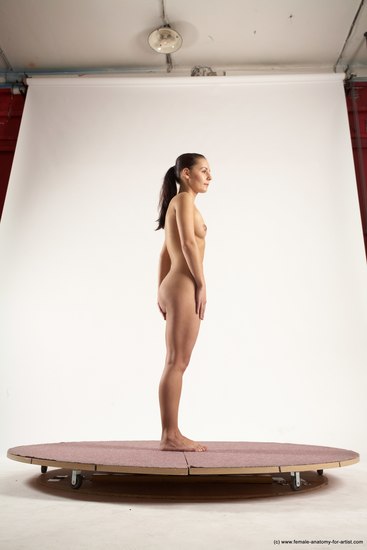 Nude Woman White Standing poses - ALL Slim long brown Standing poses - simple Multi angle poses Pinup