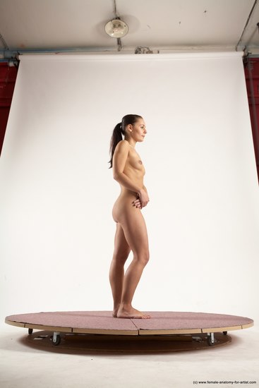 Nude Woman White Standing poses - ALL Slim long brown Standing poses - simple Multi angle poses Pinup