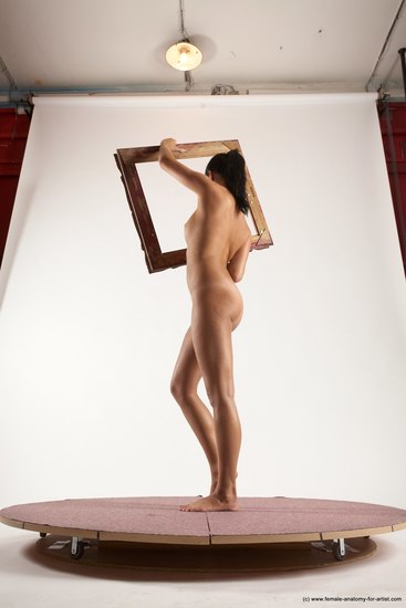 Nude Woman White Standing poses - ALL Slim long black Standing poses - simple Multi angle poses Pinup