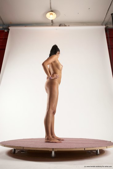 Nude Woman White Standing poses - ALL Slim long black Standing poses - simple Multi angle poses Pinup