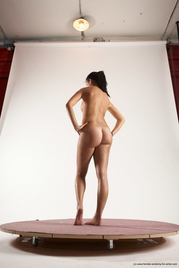 Nude Woman White Standing poses - ALL Slim long black Standing poses - simple Multi angle poses Pinup