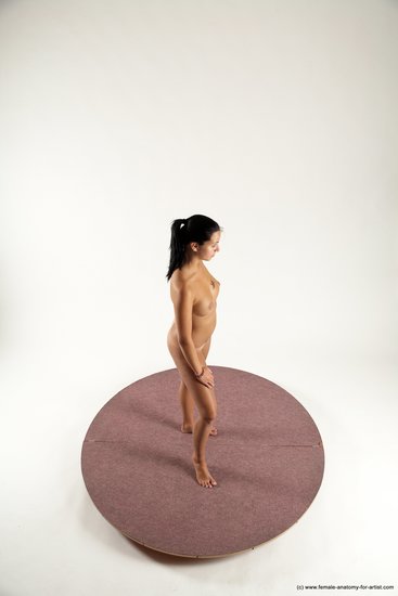 Nude Woman White Standing poses - ALL Slim long black Standing poses - simple Multi angle poses Pinup