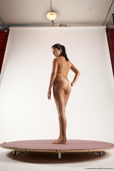 Nude Woman White Standing poses - ALL Slim long black Standing poses - simple Multi angle poses Pinup