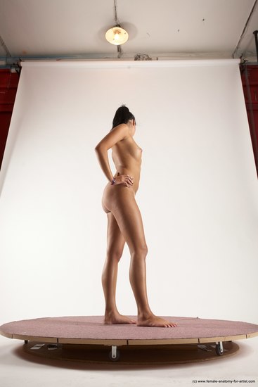 Nude Woman White Standing poses - ALL Slim long black Standing poses - simple Multi angle poses Pinup