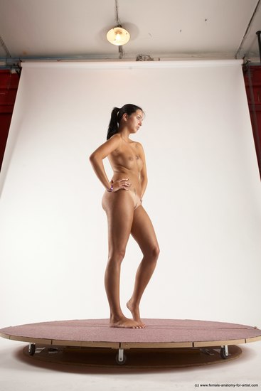 Nude Woman White Standing poses - ALL Slim long black Standing poses - simple Multi angle poses Pinup