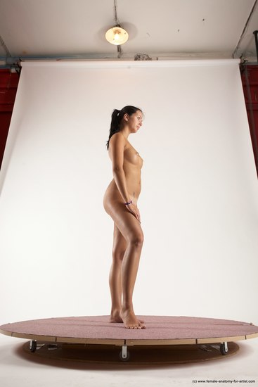 Nude Woman White Standing poses - ALL Slim long black Standing poses - simple Multi angle poses Pinup