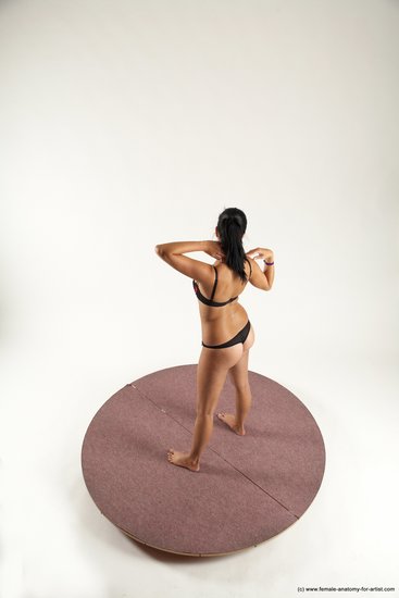 Nude Woman White Standing poses - ALL Slim long black Standing poses - simple Multi angle poses Pinup