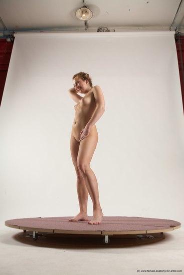 Nude Woman White Standing poses - ALL Slim long colored Standing poses - simple Multi angle poses Pinup