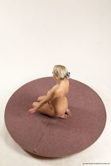 Nude Woman White Sitting poses - ALL Slim long blond Sitting poses - on knees Multi angle poses Pinup