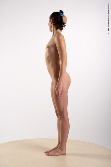 Nude Woman White Standing poses - ALL Slim long brown Standing poses - simple Pinup