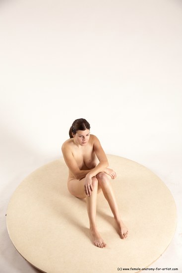 Nude Woman White Sitting poses - ALL Slim long brown Sitting poses - simple Multi angle poses Pinup