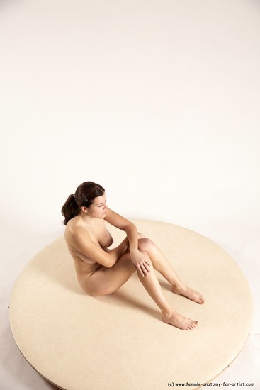 Nude Woman White Sitting poses - ALL Slim long brown Sitting poses - simple Multi angle poses Pinup