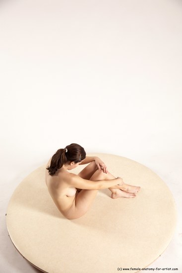 Nude Woman White Sitting poses - ALL Slim long brown Sitting poses - simple Multi angle poses Pinup