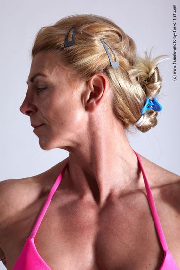 Swimsuit Woman White Detailed photos Muscular medium blond Academic