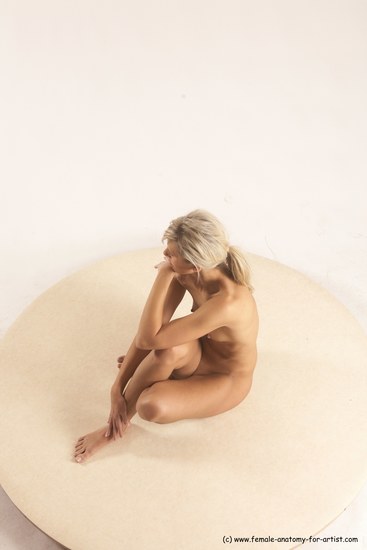 Nude Woman White Sitting poses - ALL Slim long blond Sitting poses - simple Multi angle poses Pinup