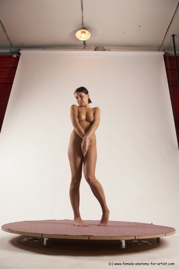 Nude Woman White Standing poses - ALL Slim medium brown Standing poses - simple Multi angle poses Pinup