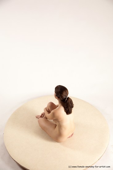 Nude Woman White Kneeling poses - ALL Slim Kneeling poses - on one knee long brown Multi angle poses Pinup