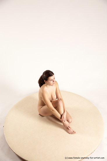 Nude Woman White Kneeling poses - ALL Slim Kneeling poses - on one knee long brown Multi angle poses Pinup