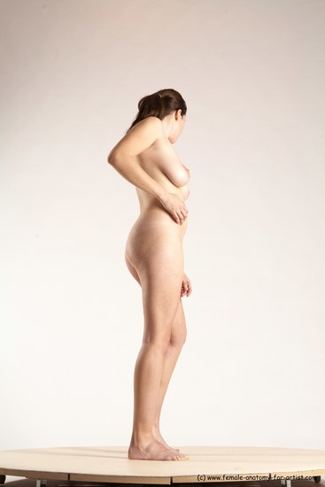 Nude Woman White Standing poses - ALL Slim long brown Standing poses - simple Multi angle poses Pinup