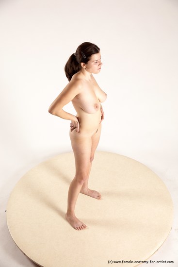 Nude Woman White Standing poses - ALL Slim long brown Standing poses - simple Multi angle poses Pinup