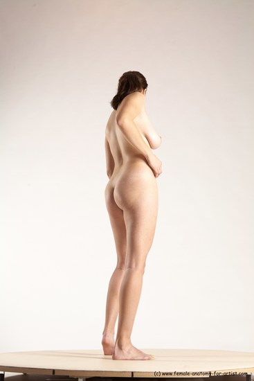 Nude Woman White Standing poses - ALL Slim long brown Standing poses - simple Multi angle poses Pinup