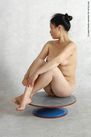 Nude Woman Asian Laying poses - ALL Slim long black Pinup