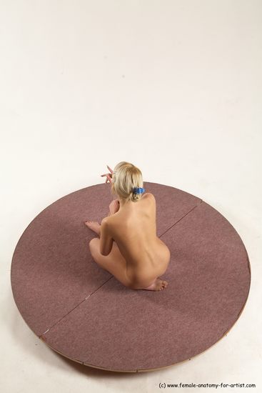 Nude Woman White Kneeling poses - ALL Slim Kneeling poses - on one knee long blond Multi angle poses Pinup