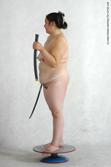 Nude Fighting with sword Woman White Standing poses - ALL Overweight long black Standing poses - simple Pinup