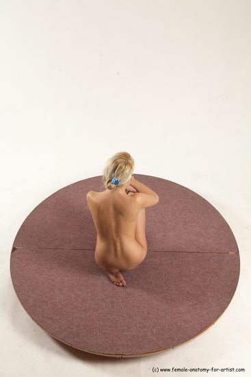 Nude Woman White Kneeling poses - ALL Slim Kneeling poses - on one knee long blond Multi angle poses Pinup