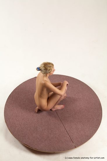 Nude Woman White Kneeling poses - ALL Slim Kneeling poses - on one knee long blond Multi angle poses Pinup