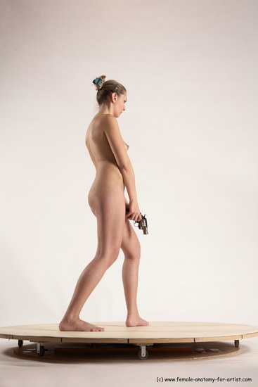 Nude Fighting with gun Woman White Standing poses - ALL Slim long blond Standing poses - simple Multi angle poses Pinup