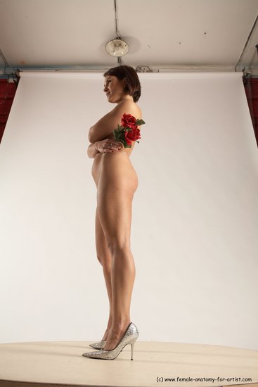 Nude Woman White Standing poses - ALL Slim medium brown Standing poses - simple Multi angle poses Pinup